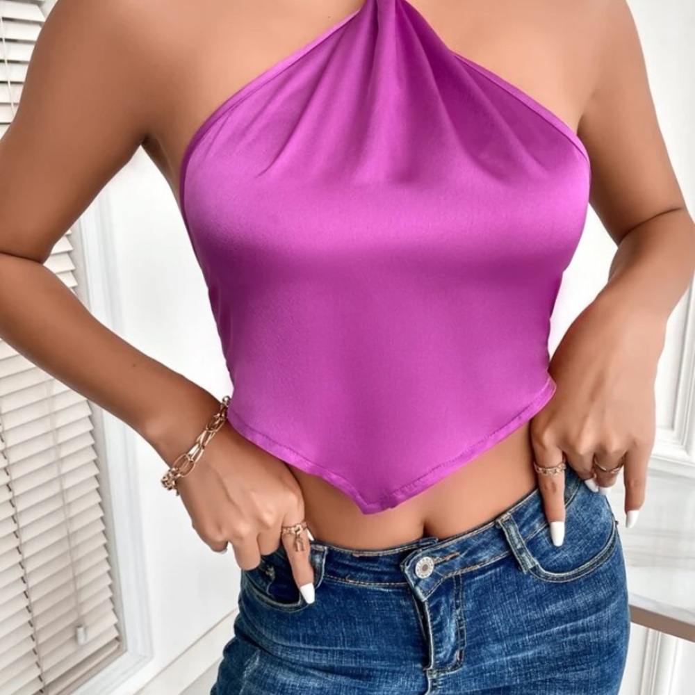 Hot Pink Halter High Neck Top